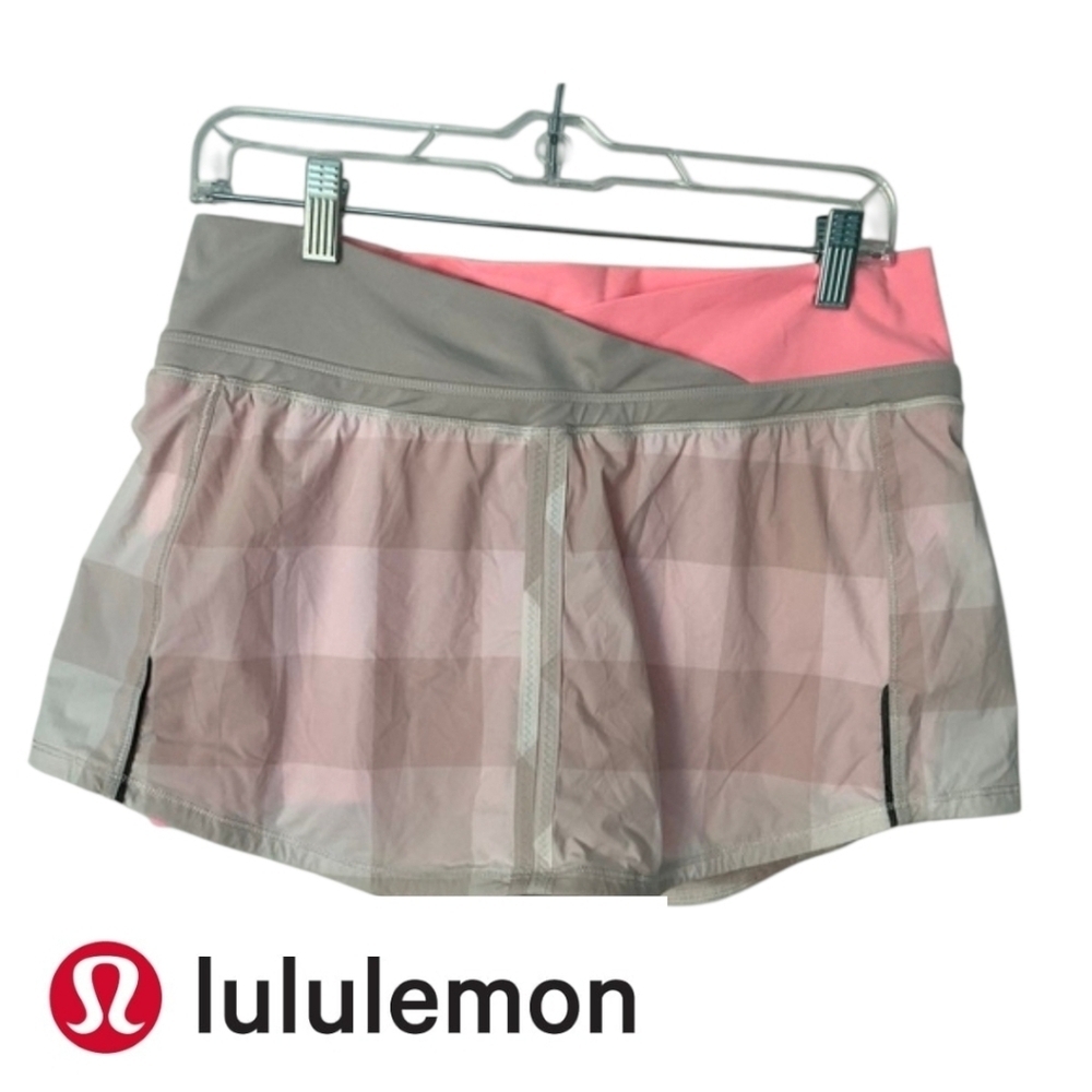 Lululemon Athletica Pink and Gray Checkered Skort